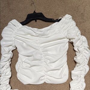 Line & Dot Off-White Ruched Blouse